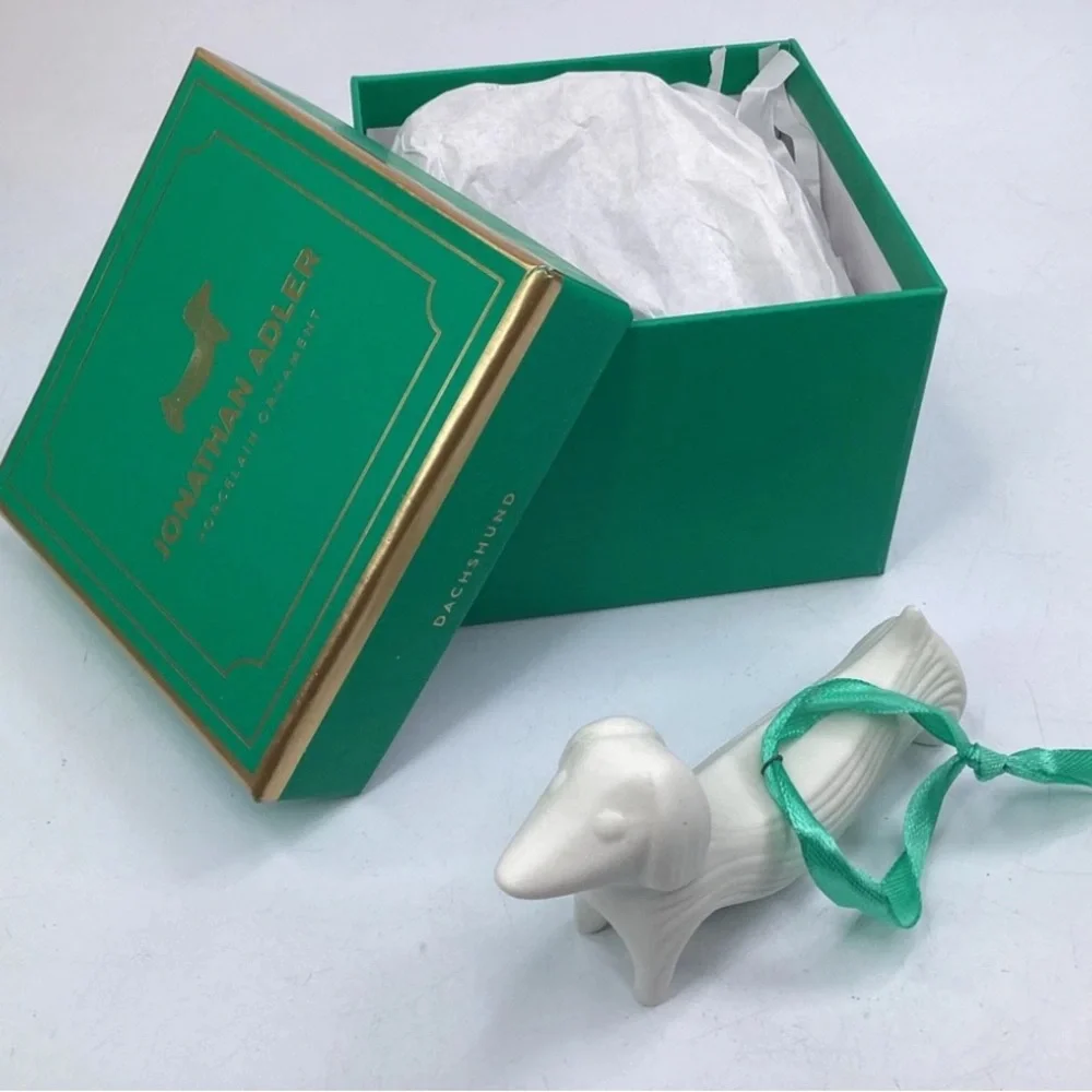 NIB Jonathan Adler Porcelain Ornament - Dachsund